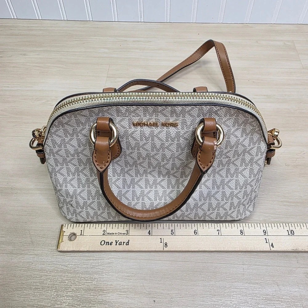 Michael Kors Womens Veronica Small Acorn Signature‎ Logo Satchel Crossbody Bag